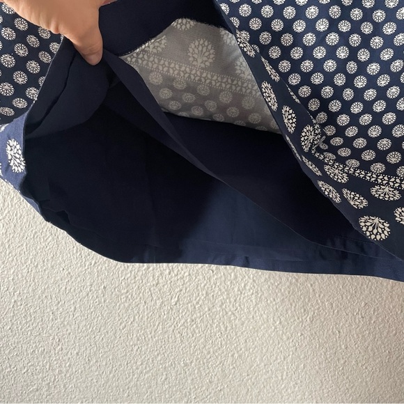 Talbots Mini Skirt Women’s 14 Navy White Medallion Canvas Lined Side Zipper - Picture 7 of 14